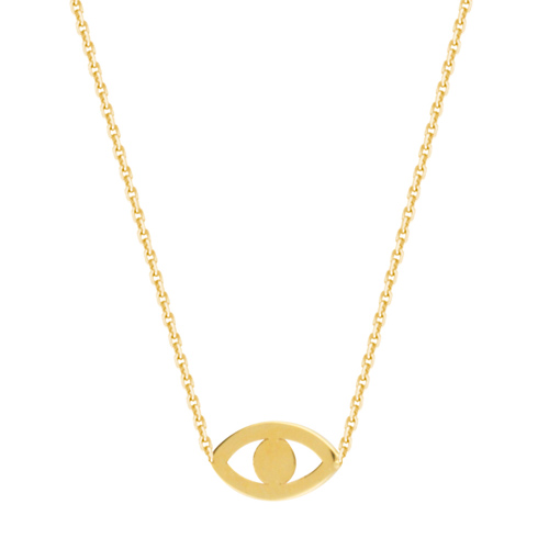 14k Yellow Gold Cut-out Evil Eye Necklace