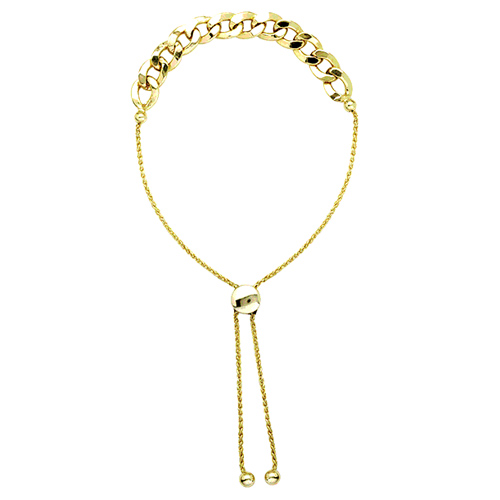 14kt Yellow Gold 9 1/2in Curb Link Bolo Bracelet