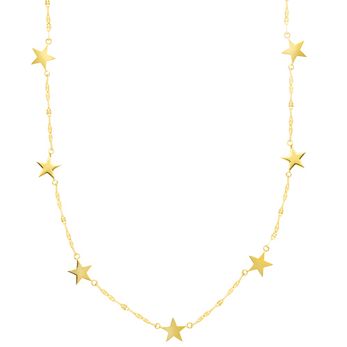 14k Yellow Gold Nautical Star Station Necklace