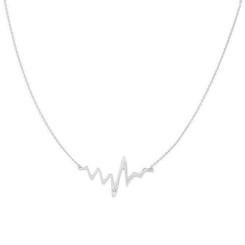 Sterling Silver .01 ct Diamond Heartbeat Necklace
