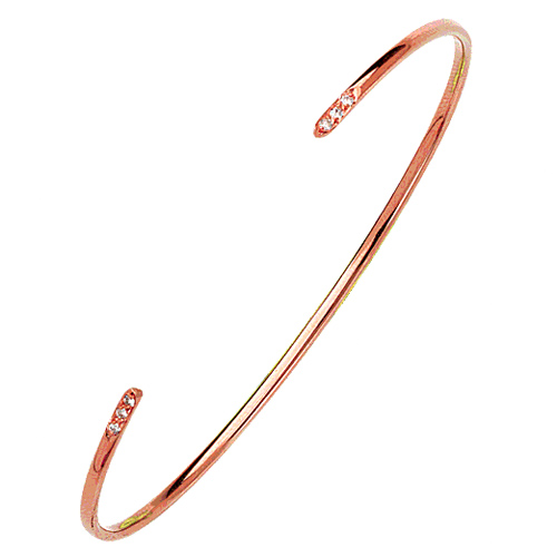14kt Rose Gold .05 ct Diamond Bangle Cuff Bracelet