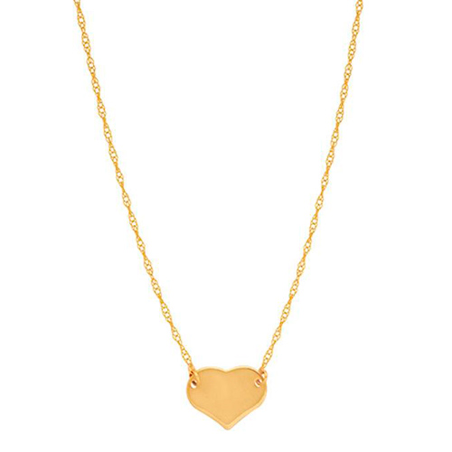 14k Yellow Gold Tiny Full Heart Necklace