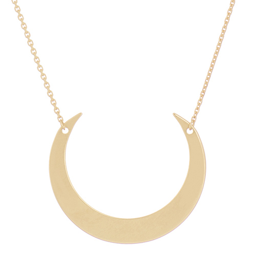 14k Yellow Gold 1in Crescent Moon Necklace