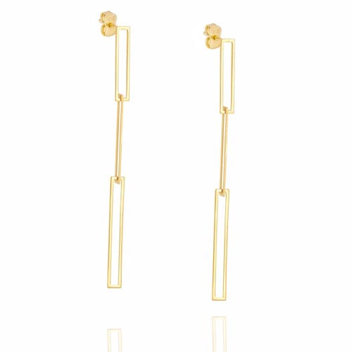 14k Yellow Gold Paper Clip Drop Earrings