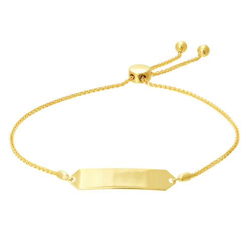 14k Yellow Gold Hexagon ID Adjustable Bracelet
