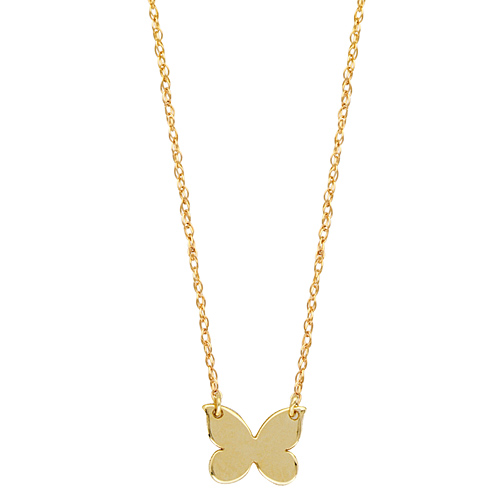 14k Yellow Gold Tiny Butterfly Necklace