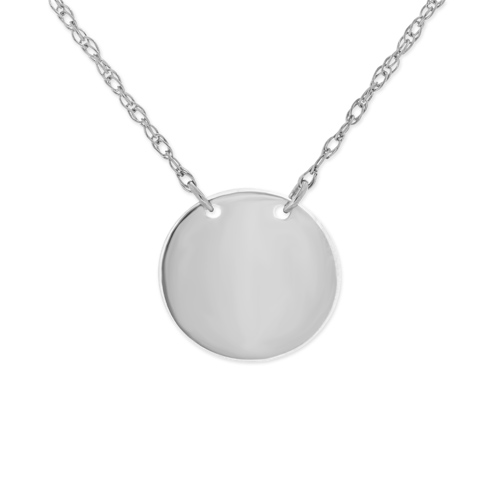 14k White Gold Mini Polished Disc Necklace