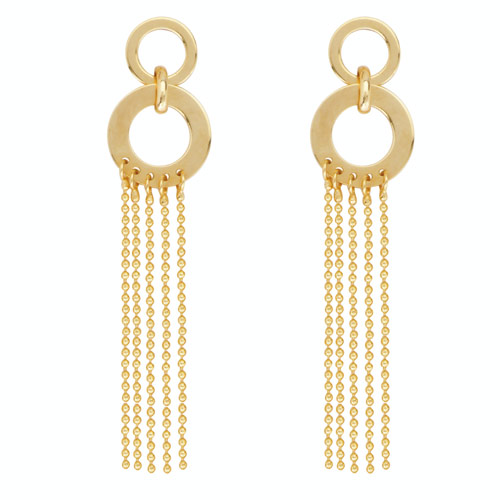 14k Yellow Gold Doorknocker Tassel Earrings 1 5/8in