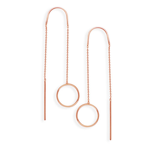 14kt Rose Gold Open Disc Threader Earrings