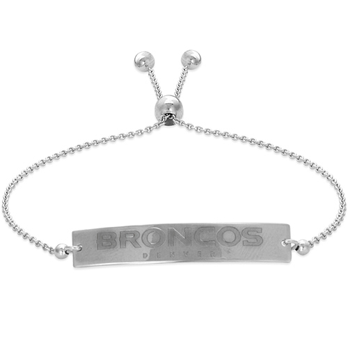 Sterling Silver Denver Broncos Bolo Bar Bracelet