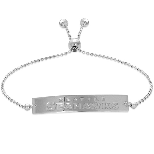 Sterling Silver Seattle Seahawks Bolo Bar Bracelet