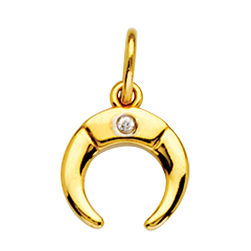 14k Yellow Gold Diamond Crescent Moon Pendant