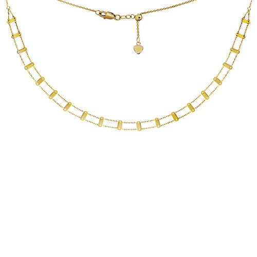 14k Yellow Gold Railroad Link Choker Necklace