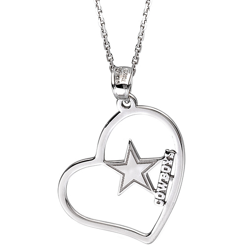 Sterling Silver Dallas Cowboys Open Heart Necklace