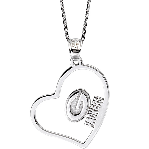 Sterling Silver Green Bay Packers Open Heart 18in Necklace