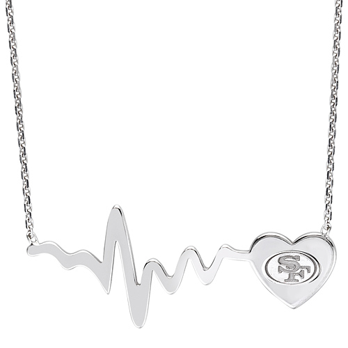 Sterling Silver San Francisco 49ers Heartbeat 18in Necklace