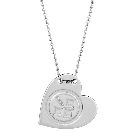 Sterling Silver Pittsburgh Steelers Tailored Heart 18in Necklace