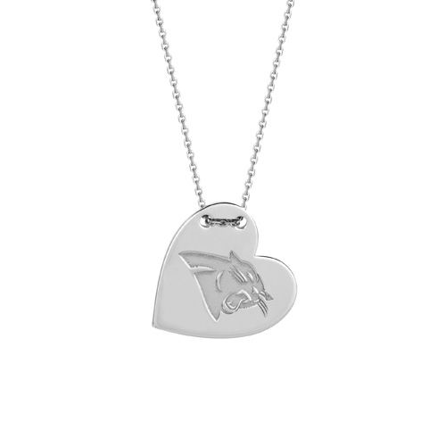 Sterling Silver Carolina Panthers Tailored Heart 18in Necklace