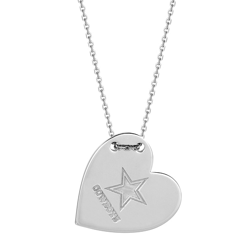 Sterling Silver Dallas Cowboys Tailored Heart 18in Necklace