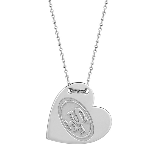 Sterling Silver San Francisco 49ers Tailored Heart 18in Necklace