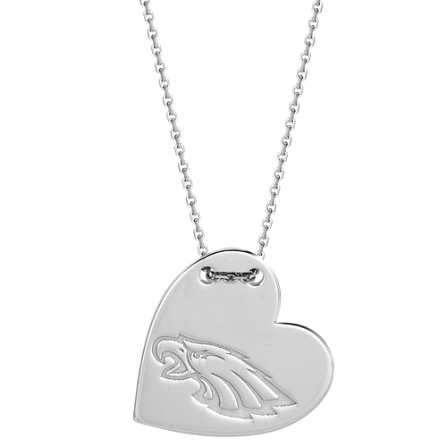 Sterling Silver Philadelphia Eagles Tailored Heart 18in Necklace
