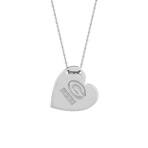 Sterling Silver Green Bay Packers Tailored Heart 18in Necklace