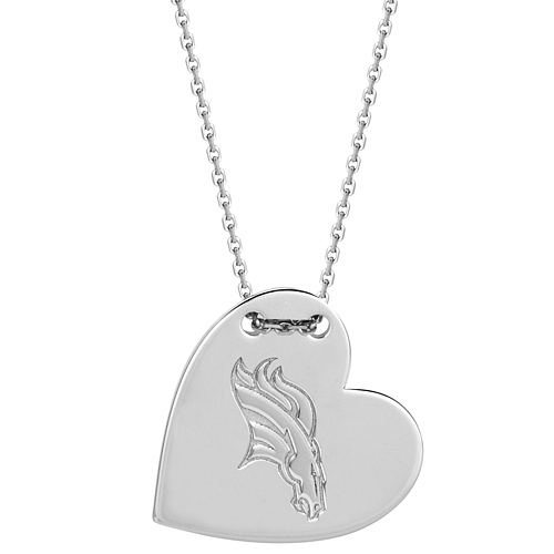Sterling Silver Denver Broncos Tailored Heart 18in Necklace