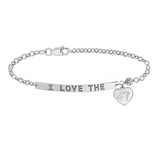 Sterling Silver I Love the Carolina Panthers Bracelet
