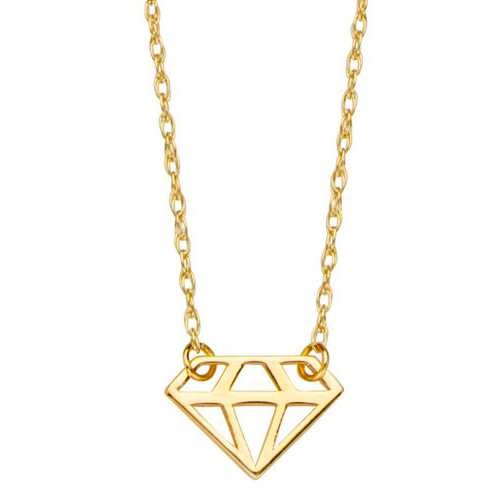 14k Yellow Gold Mini Cut-out Diamond Necklace