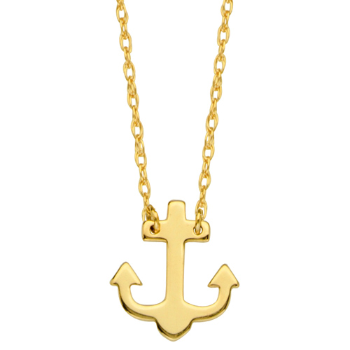 14k Yellow Gold Mini Anchor Necklace