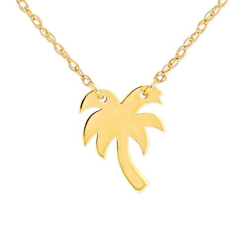 14k Yellow Gold Mini Palm Tree Necklace