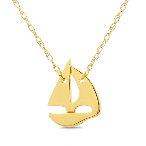 14k Yellow Gold Mini Sailboat Necklace