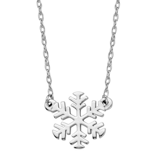14k White Gold Tiny Cut-out Snowflake Necklace