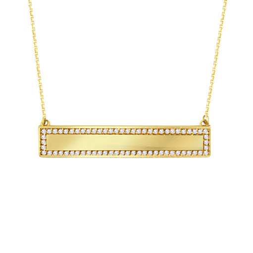 14k Yellow Gold 1/3 ct tw Diamond Lined Bar Necklace