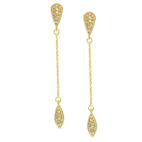 14k Yellow Gold 1/4 ct tw Diamond Teardrop Marquise Dangle Earrings