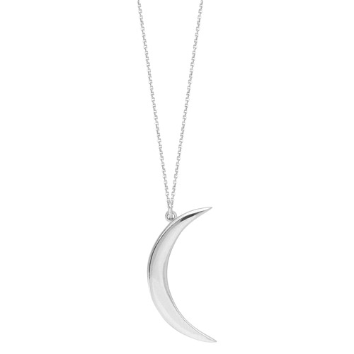14k White Gold Small Moon Necklace