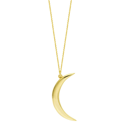 14k Yellow Gold Small Moon Necklace