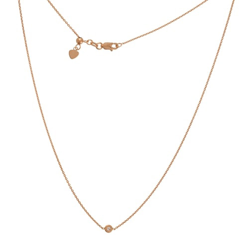 14k Rose Gold .02 ct Diamond Bezel Choker Necklace