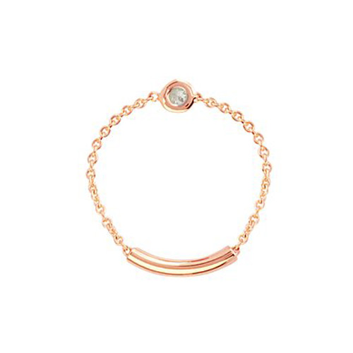 14k Rose Gold .02 ct Diamond Bezel Set Chain Bar Ring