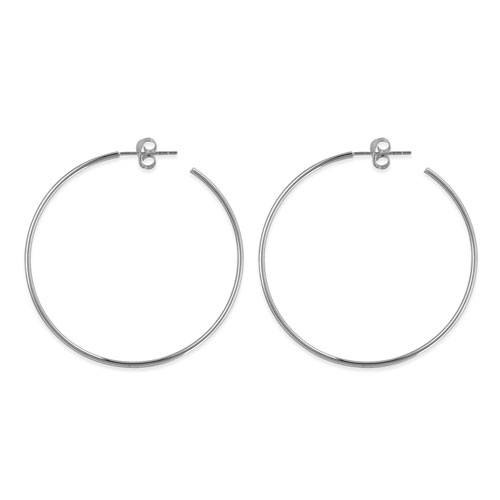 14k White Gold 1 1/2in Open Post Hoop Earrings
