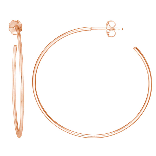 14k Rose Gold 1 1/2in Open Post Hoop Earrings
