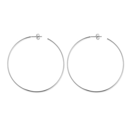 14k White Gold 2 3/8in Open Post Hoop Earrings