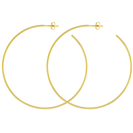 14k Yellow Gold 2 3/8in Open Post Hoop Earrings