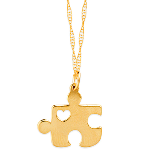 14k Yellow Gold Mini Puzzle Piece Necklace