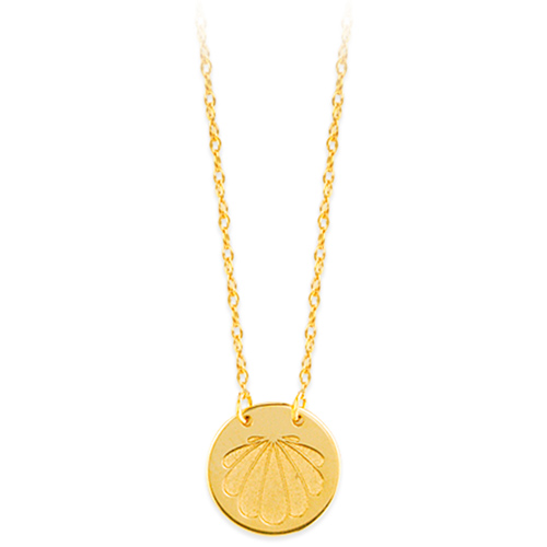 14k Yellow Gold Mini Disc Sea Shell Necklace