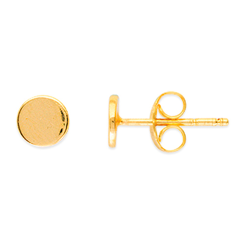 14k Yellow Gold Disc Stud Earrings