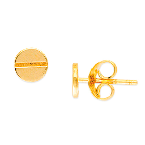 14k Yellow Gold Round Screw Stud Earrings