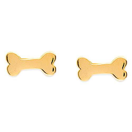 14k Yellow Gold Dog Bone Stud Earrings