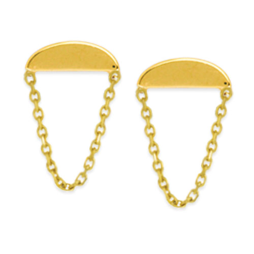 14k Yellow Gold Small Wedge Chain Drape Earrings
