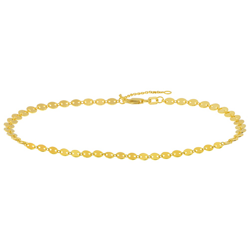 14k Yellow Gold 4mm Disk Adjustable Anklet 9-10in